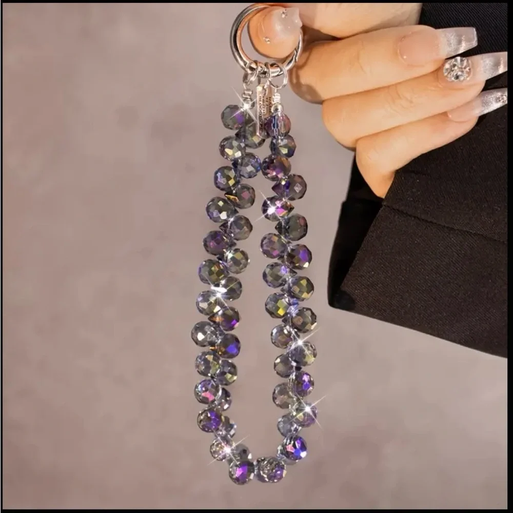 ✨Crystal Beaded Phone Wrist Strap/Keychain in Purple Twilight✨